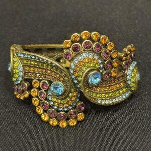 Heidi Daus Gold-Tone Multicolor Crystal Swirl Cuff Bracelet